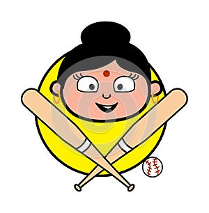 Cartoon Indian Lady Baseball Mascot