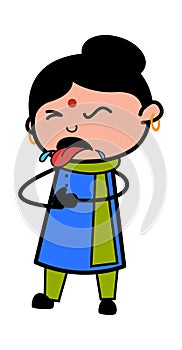 Cartoon Indian Lady Choking