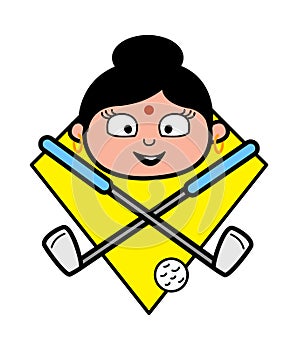 Cartoon Indian Lady Golf Mascot