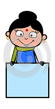 Cartoon Indian Lady Showing Blank Board