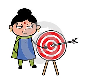 Cartoon Indian Lady showing dart-board goal
