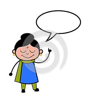 Cartoon Indian Lady with Speech bubbble
