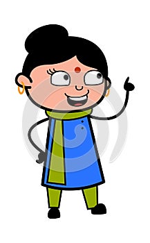 Cartoon Indian Lady Talking Happy