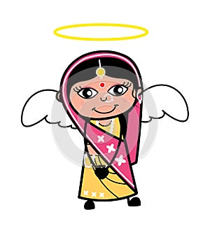 Cartoon Indian Woman in Angel Costume