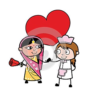 Cartoon Indian Woman in Love