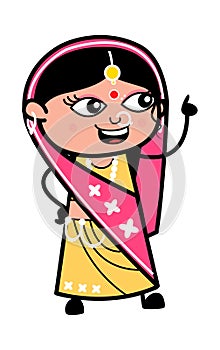 Cartoon Indian Woman Talking Happy