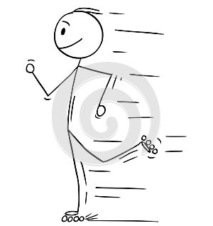Cartoon of Inline Roller Skating Man or Boy