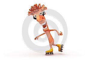 Cartoon inline skater. Objects over white.