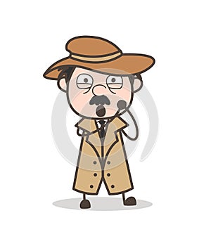 Cartoon Innocent Detective Character Expression Vector