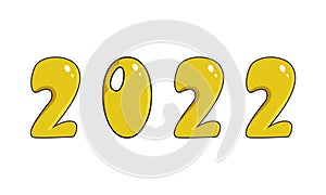 Cartoon inscription from the numbers 2022. New Year.