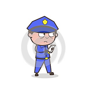 Cartoon Inspector Chatting on Mobile Vector