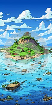 Cartoon Island: A Colorful Bronzepunk Cybermystic Villagecore In Rtx On