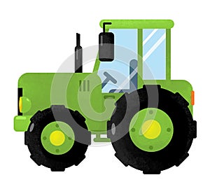 Cartoon isolated farm vehicle on white background - tractor - illustration