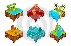 Cartoon isometric island platforms for game