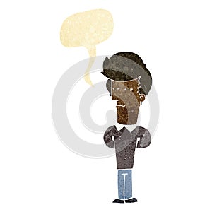 cartoon jaded man with speech bubble