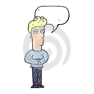 cartoon jaded man with speech bubble