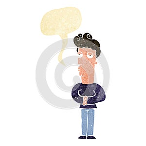 cartoon jaded man with speech bubble