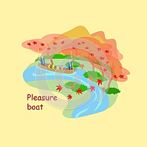 Cartoon japan pleasure boat