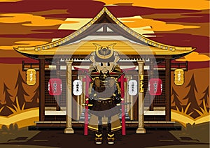 Cartoon Japanese Samurai Warrior