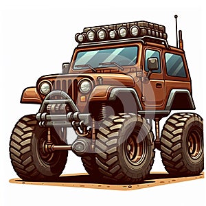 cartoon jeeps with various types of purposes for extreme terrain adventures and military vehicles type 5 photo