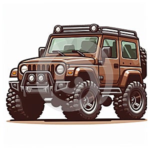 cartoon jeeps with various types of purposes for extreme terrain adventures and military vehicles type 7 photo