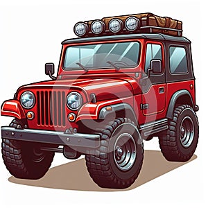 cartoon jeeps with various types of purposes for extreme terrain adventures and military vehicles type 9 photo
