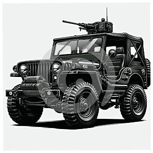 cartoon jeeps with various types of purposes for extreme terrain adventures and military vehicles type 2 photo
