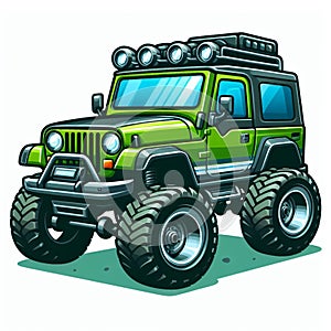 cartoon jeeps with various types of purposes for extreme terrain adventures and military vehicles type 6 photo