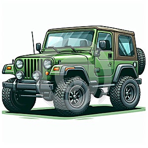 cartoon jeeps with various types of purposes for extreme terrain adventures and military vehicles type 8 photo