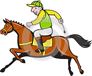 Cartoon Jockey And Horse Racing Side