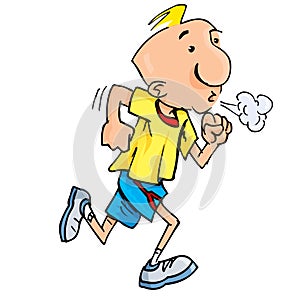 Cartoon of a jogging man puffing exertion