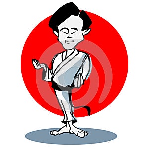 Cartoon judo or karate asian man photo