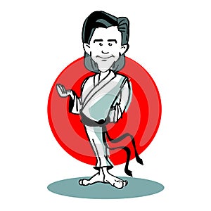 Cartoon of judo or karate player photo
