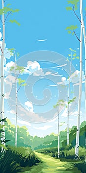 Cartoon Jungle Landscape: Gongbi Style Illustration With Anime Influence photo