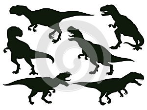 Cartoon jurassic predator tyrannosaurus rex, extinct t-rex silhouette. Jurassic ancient predator, t-rex raptor monster