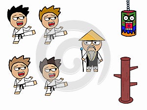 Cartoon Karate training  illustration
