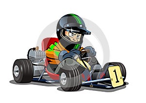 Cartoon kart racer isolated on white background photo