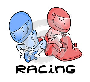 Cartoon karting and mini moto illustration