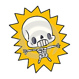 cartoon kawaii electrocuted skeleton