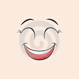 Cartoon kawaii eyes and mouths on white background. Cute emoticon emoji characters in flat style. Vector emotion smile