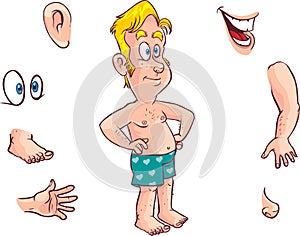 Cartoon kid and body parts