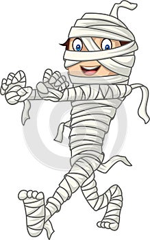 Cartoon kid with mummy costume