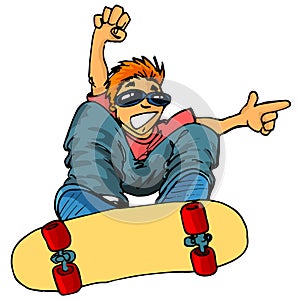 Cartoon of kid on a skateboard