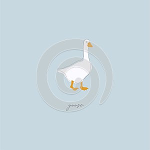 Cartoon kid vector illustration flat goose countryside bird poultry animal character