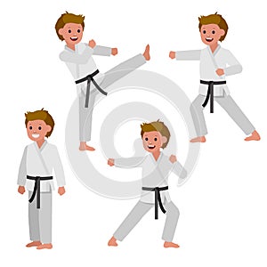 Cartoon kid wearing kimono, martial art