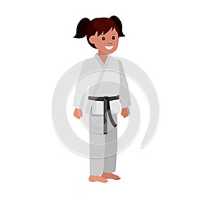 Cartoon kid wearing kimono, martial art