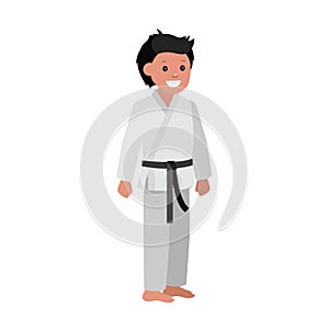 Cartoon kid wearing kimono, martial art