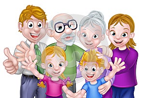 Cartoon Kids Parents and Grandparents