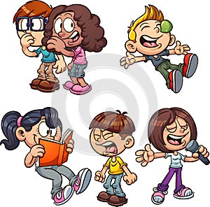 Cartoon kids performing different actions