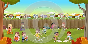 Cartoon kids playing.